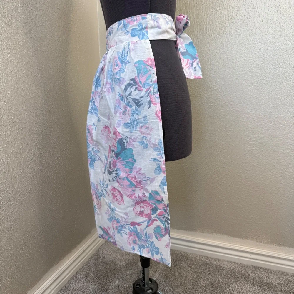 Vintage Floral Rose Half Apron Pink‎ Blue Cottagecore Farmhouse Kitchen Decor